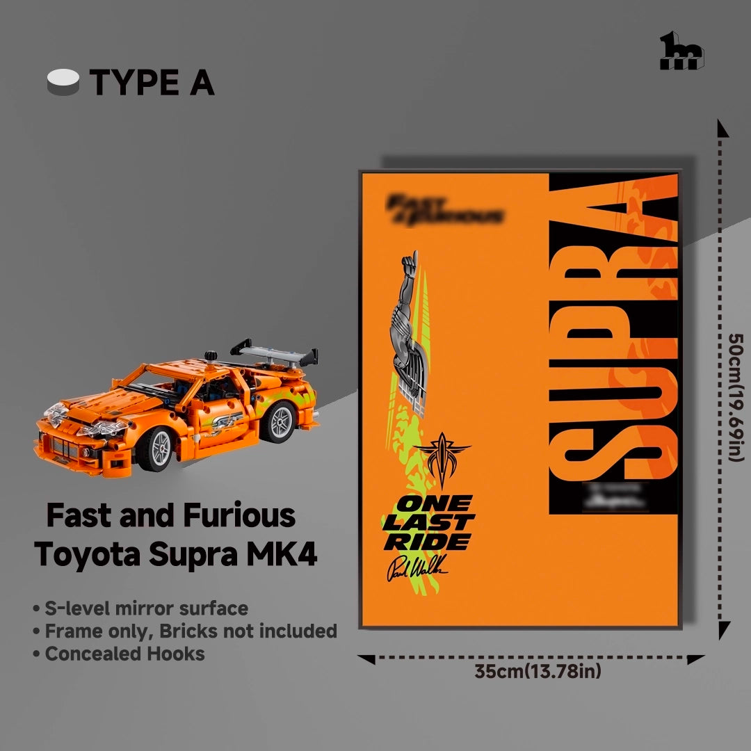 Wall Display Frame For Lego Technic™ 42204 Fast and Furious Toyota Supra MK4
