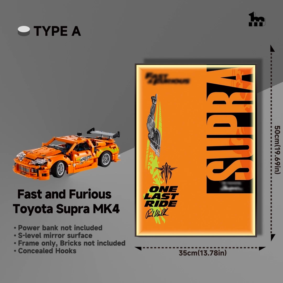 Wall Display Frame For Lego Technic™ 42204 Fast and Furious Toyota Supra MK4