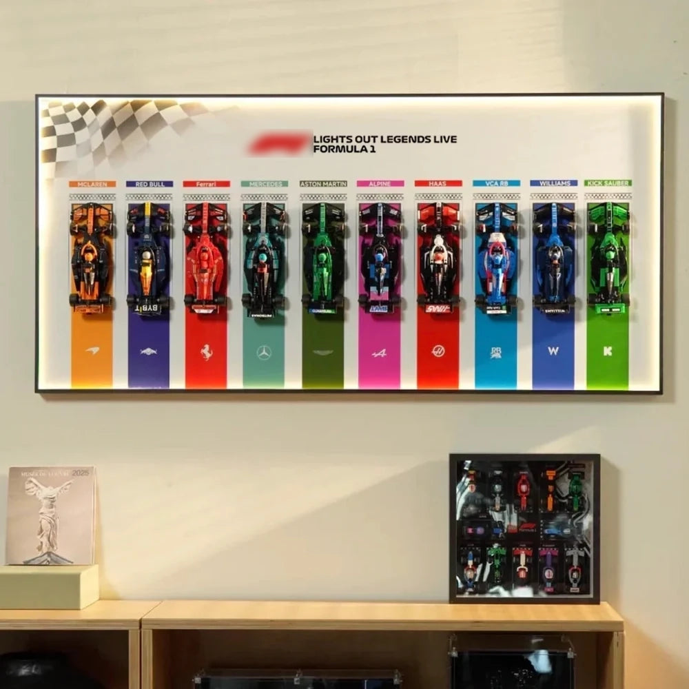 Wall Display Frame for LEGO® F1® Speed Champions F1 Cars Plus