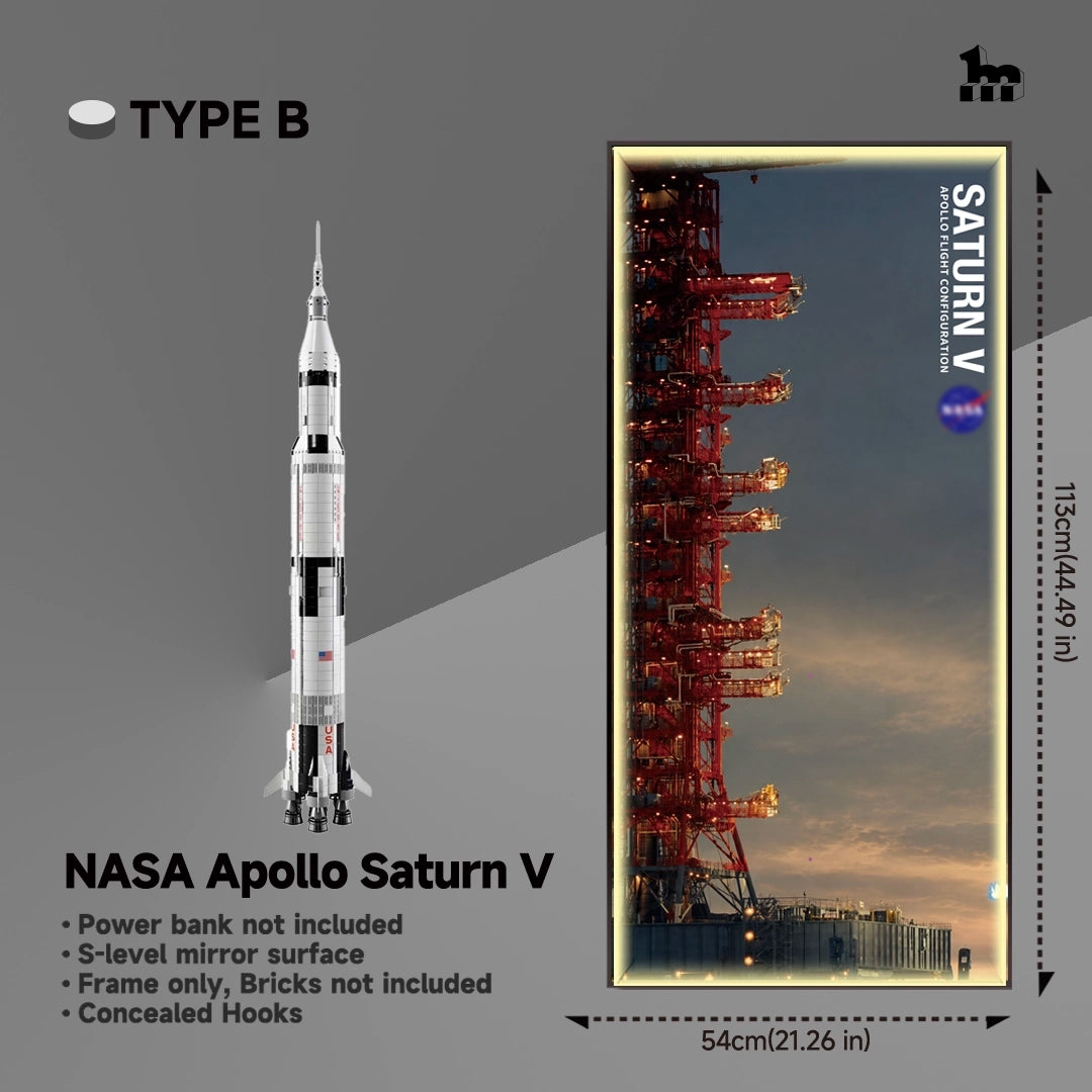[Custom Acrylic Bracket Included] Wall Display Frame for LEGO® Ideas 92176 NASA Apollo Saturn V