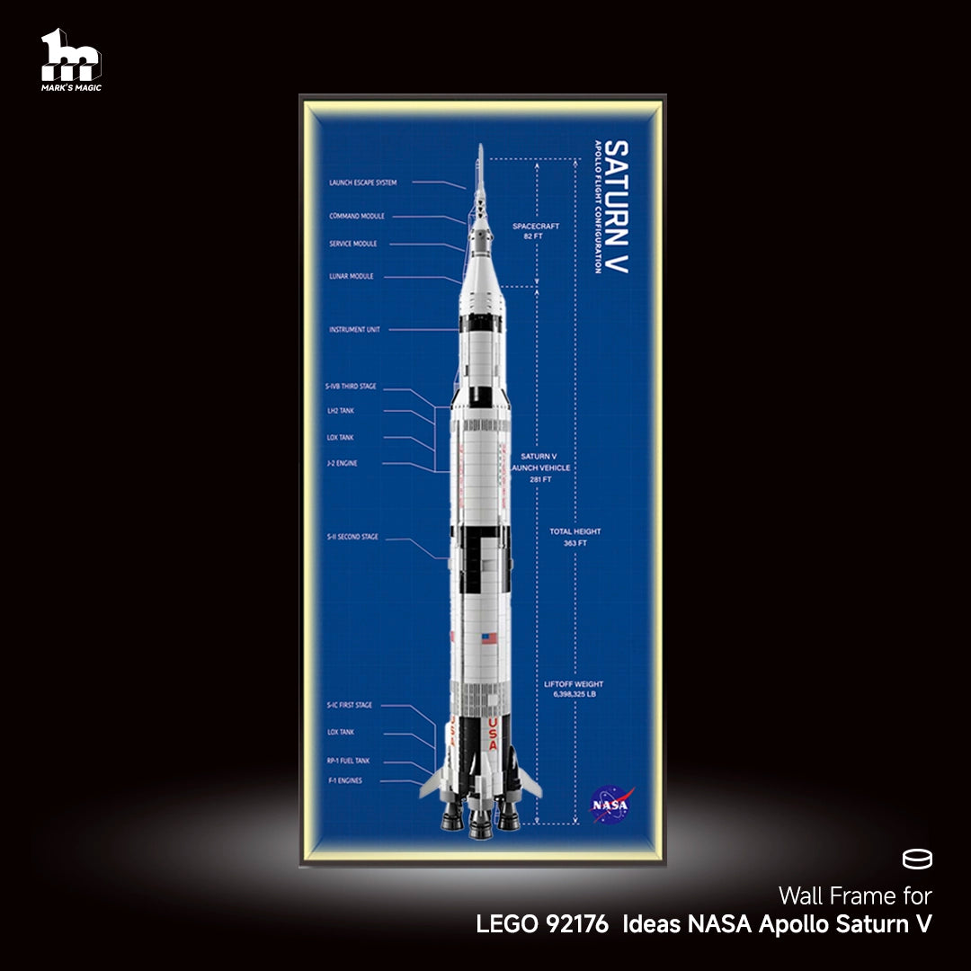 Wall Display Frame for LEGO® Ideas 92176 NASA Apollo Saturn V
