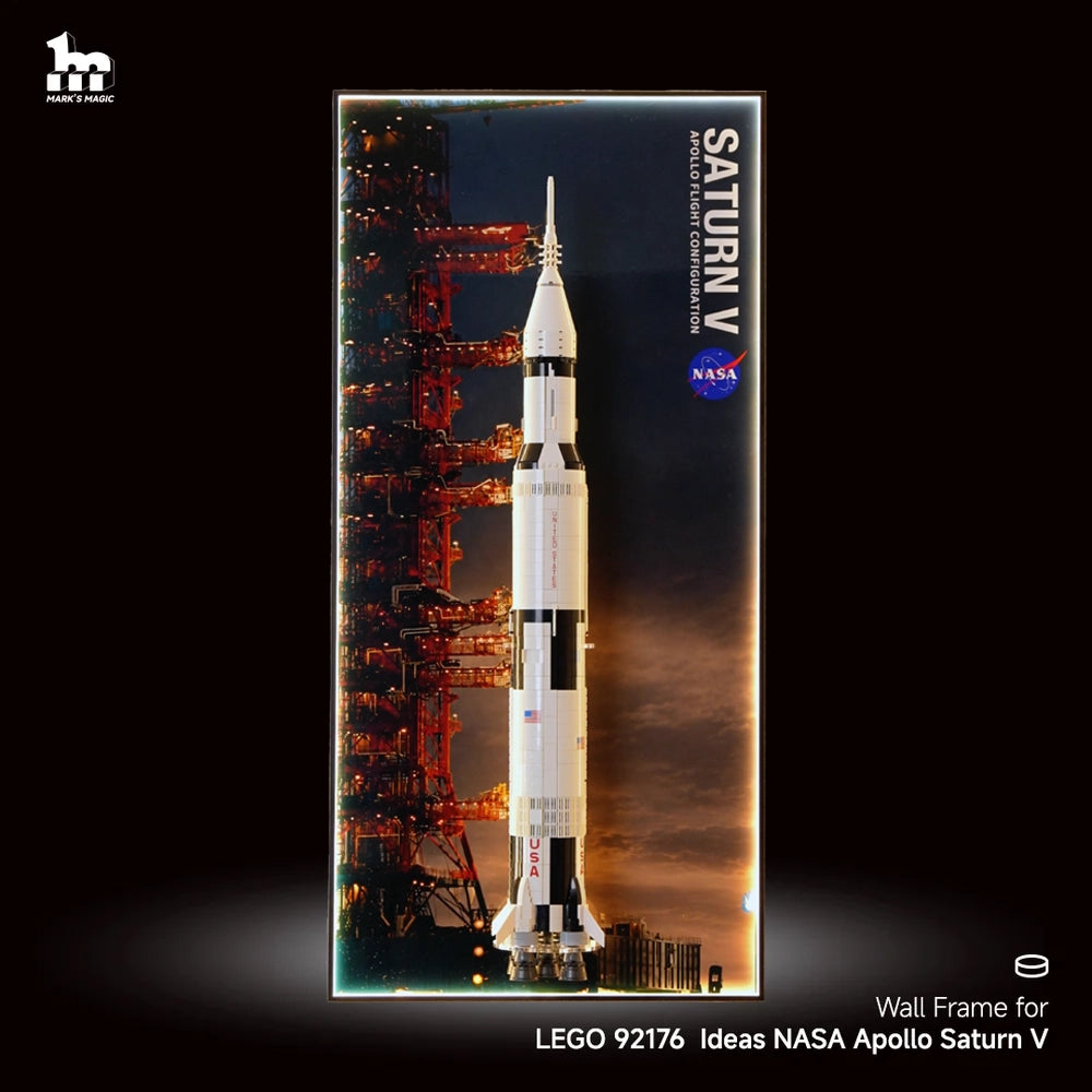 [Custom Acrylic Bracket Included] Wall Display Frame for LEGO® Ideas 92176 NASA Apollo Saturn V