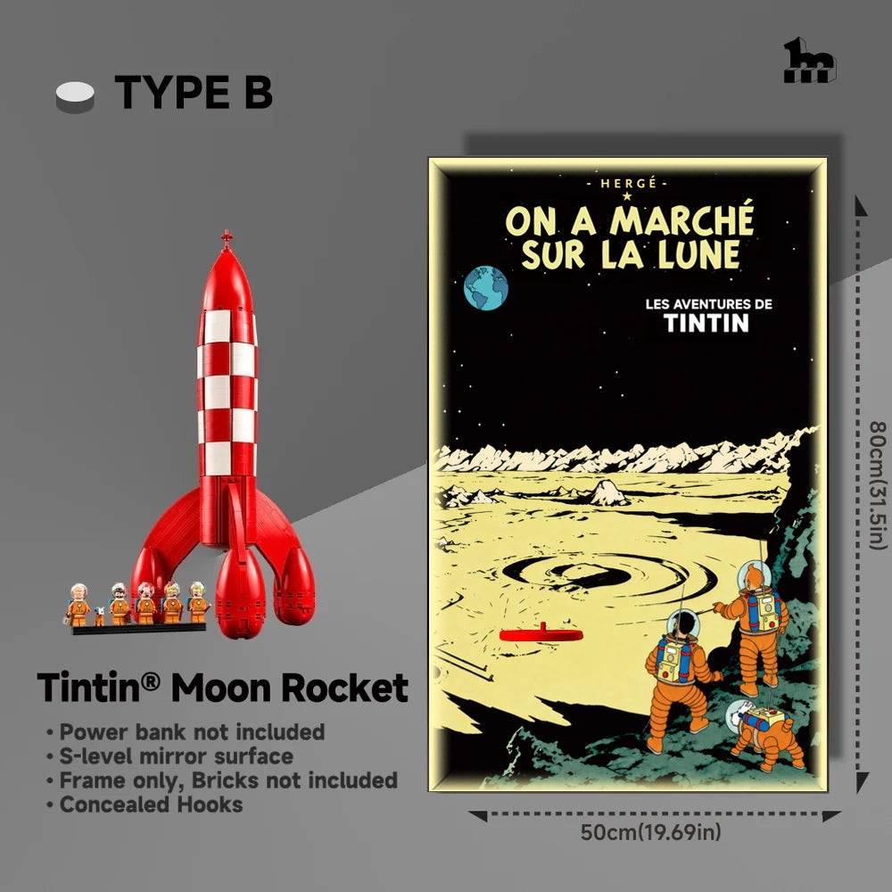 Wall Display Frames For LEGO® Ideas 21367 Tintin® Moon Rocket