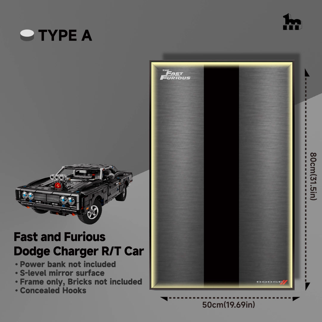 Wall Display Frames For LEGO Technic 42231 Fast and Furious Dodge Charger R/T Car