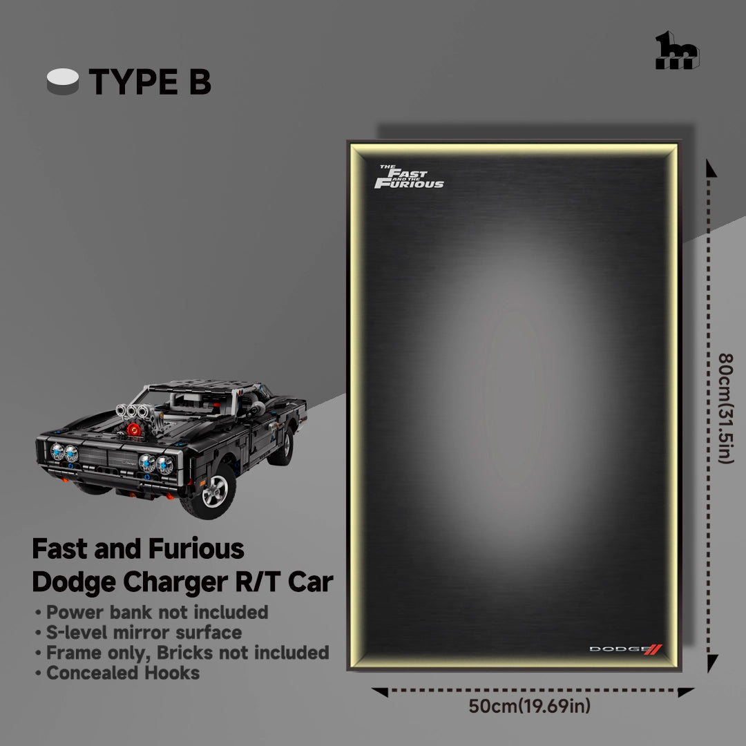Wall Display Frames For LEGO Technic 42231 Fast and Furious Dodge Charger R/T Car