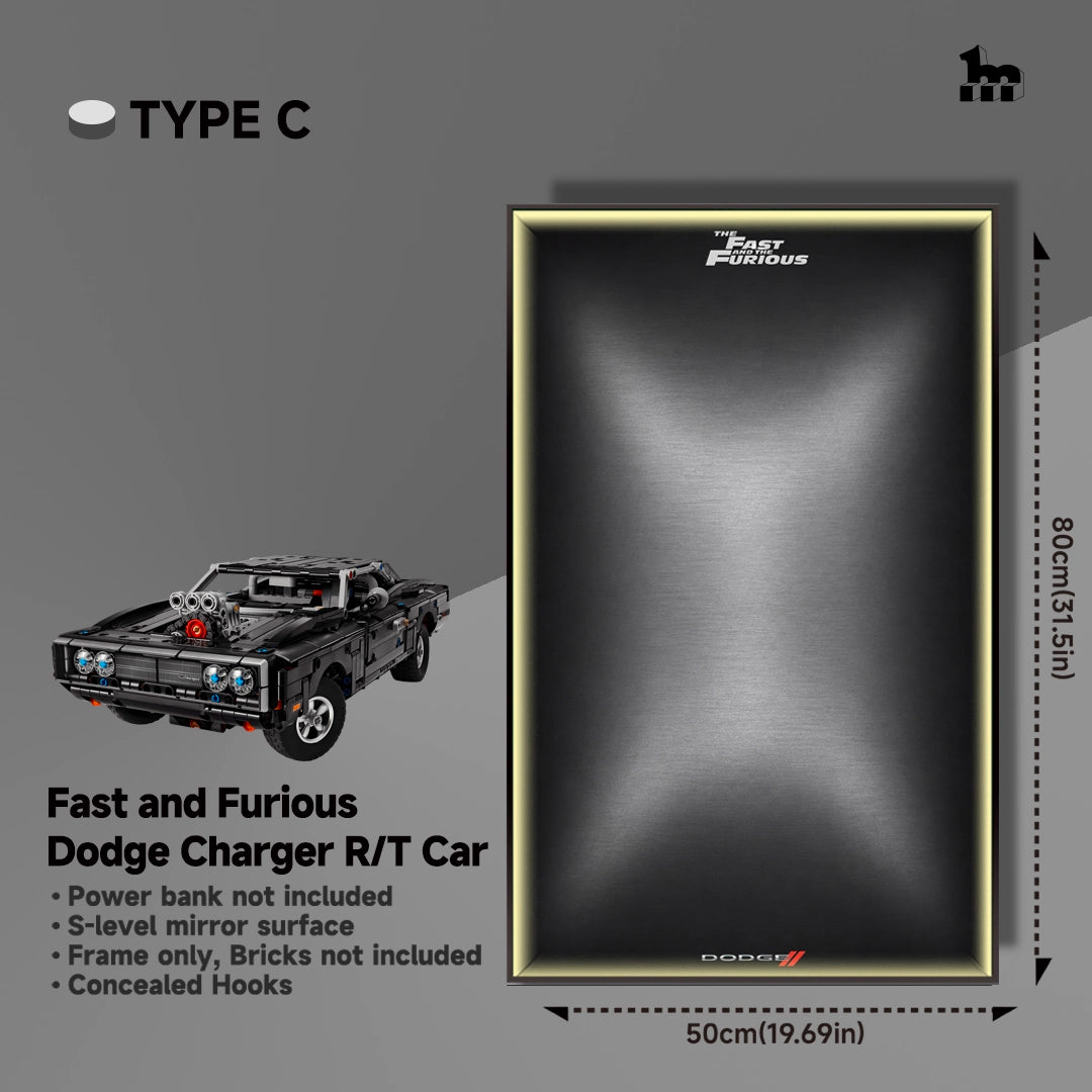 Wall Display Frames For LEGO Technic 42231 Fast and Furious Dodge Charger R/T Car