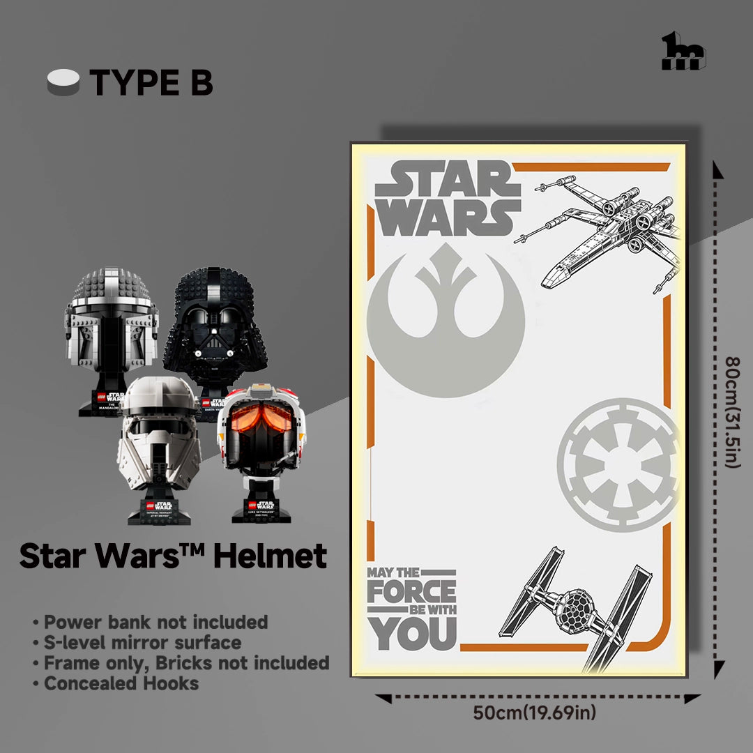 [Individuelle Acrylhalterung enthalten] Wanddisplay-Rahmen für die LEGO® Star Wars™ Helm-Serie