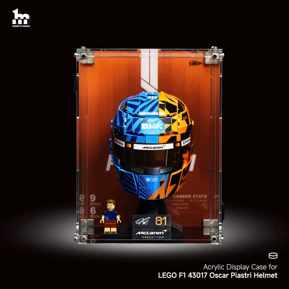 Wall mounted Display Case For LEGO® Editions F1 43017 Oscar Piastri Helmet