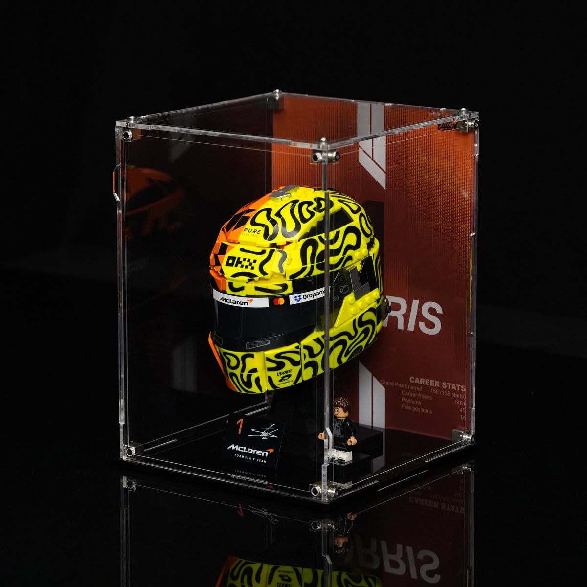 Wall mounted Display Case For LEGO® Editions F1 43023 Lando Norris Helmet