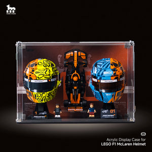 Wall mounted Display Case For LEGO® Editions F1 McLaren Lando Norris Helmet&Oscar Piastri Helmet