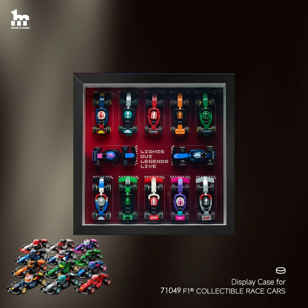 LEGO® 71049 F1® Collectible Race Cars display case in home