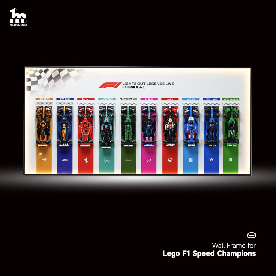 Wall Display Frame for LEGO® F1® Speed Champions F1 Cars Plus