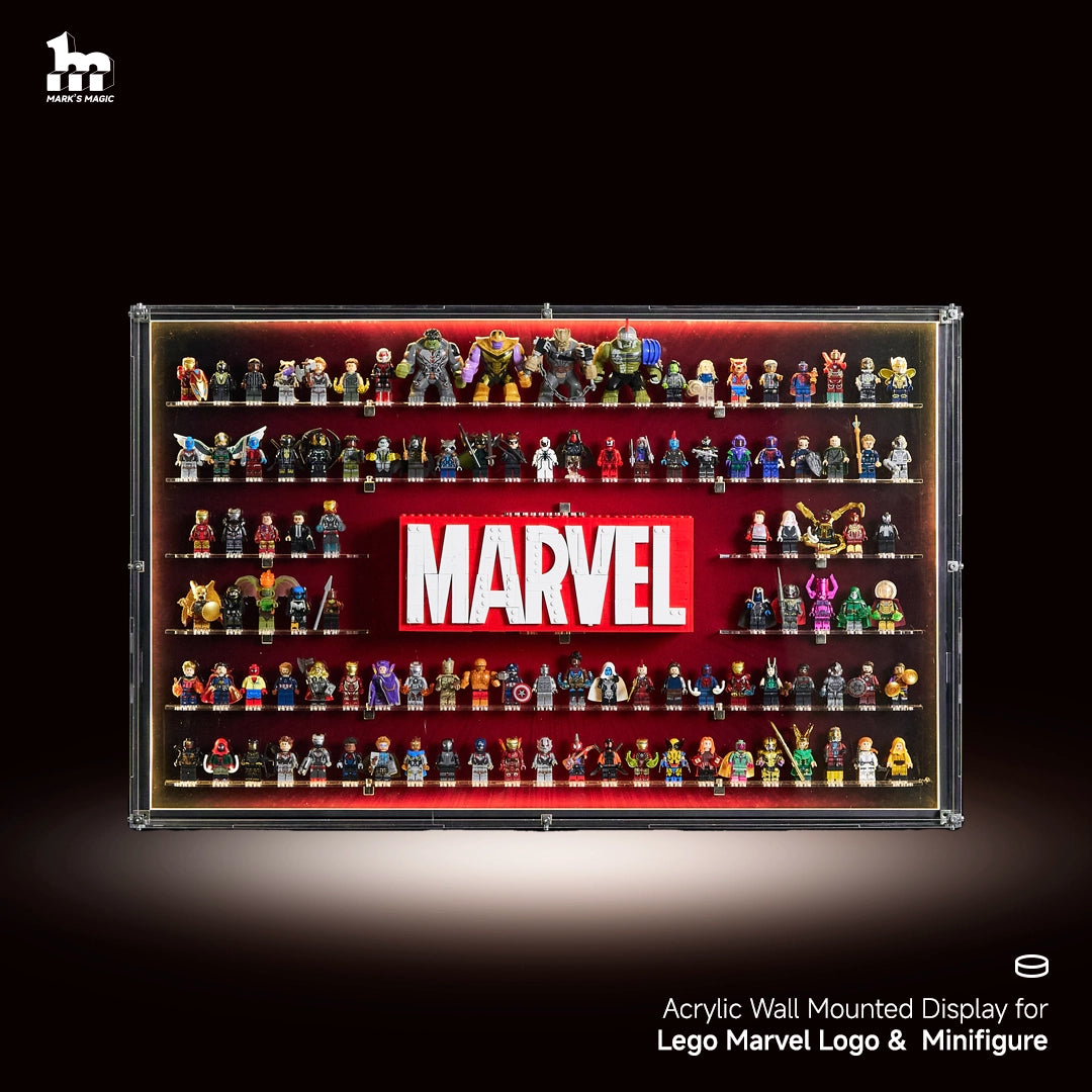 PREMIUM LIGHT-UP】 Dust Proof Wall mounted Display Case for lego Marve