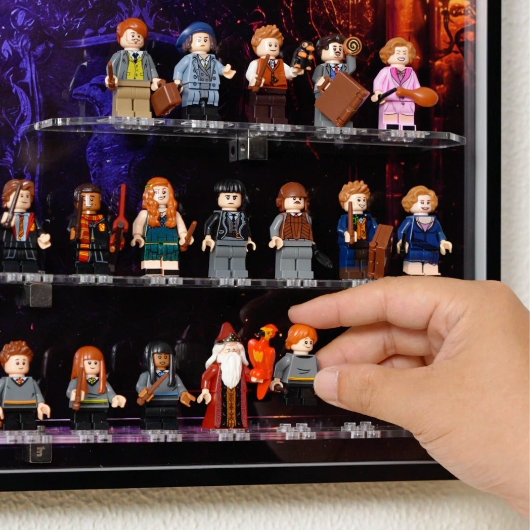 【PREMIUM LIGHT-UP】 Dust Proof Wall mounted Display Case for lego 76462 Harry Potter Hogwarts™ House Crest & 112 Minifigures