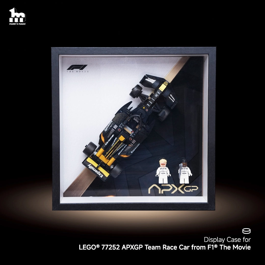 Display case for LEGO® 77252 APXGP Team Race Car from F1® The Movie.