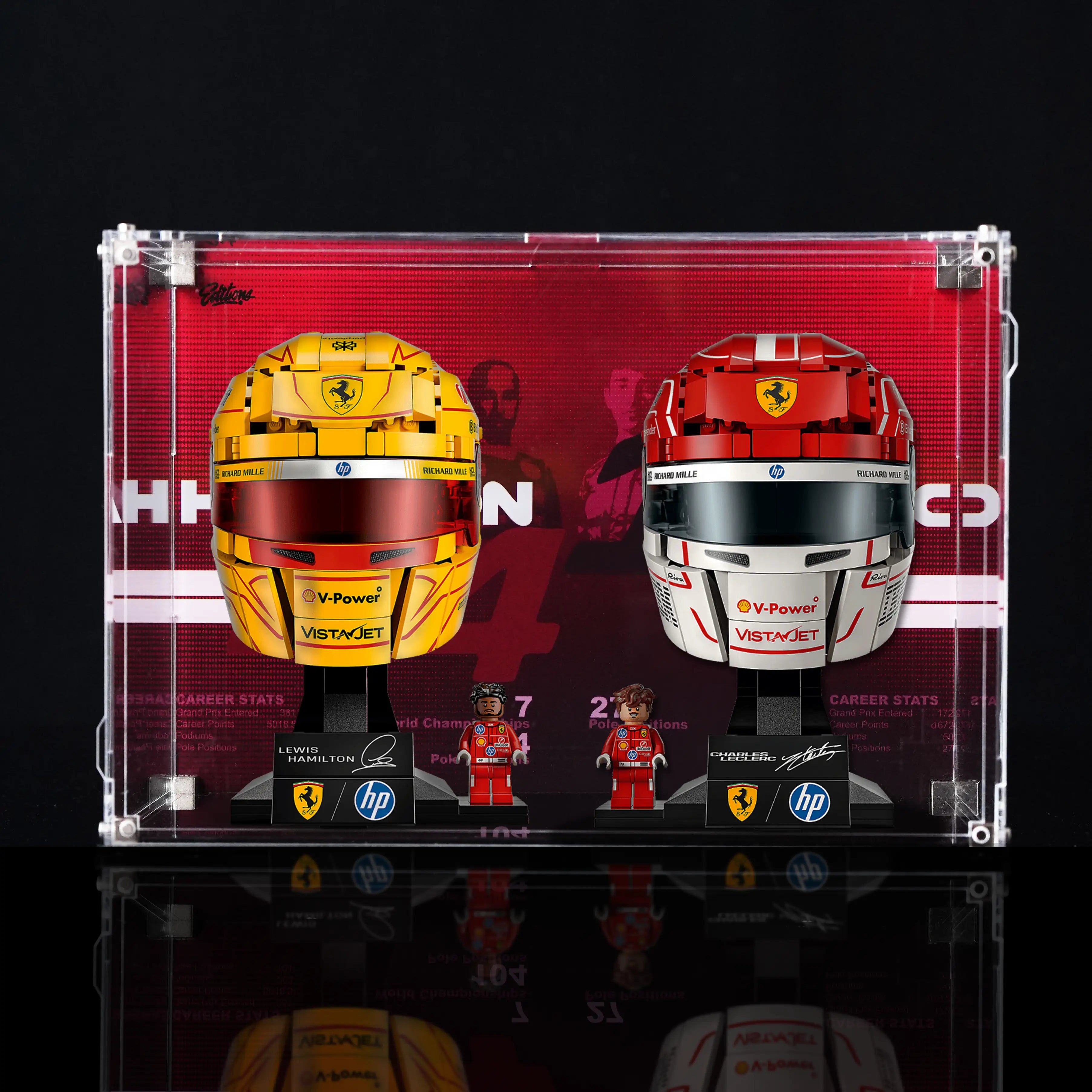 Wall mounted Display Case For LEGO® Editions F1 helmets