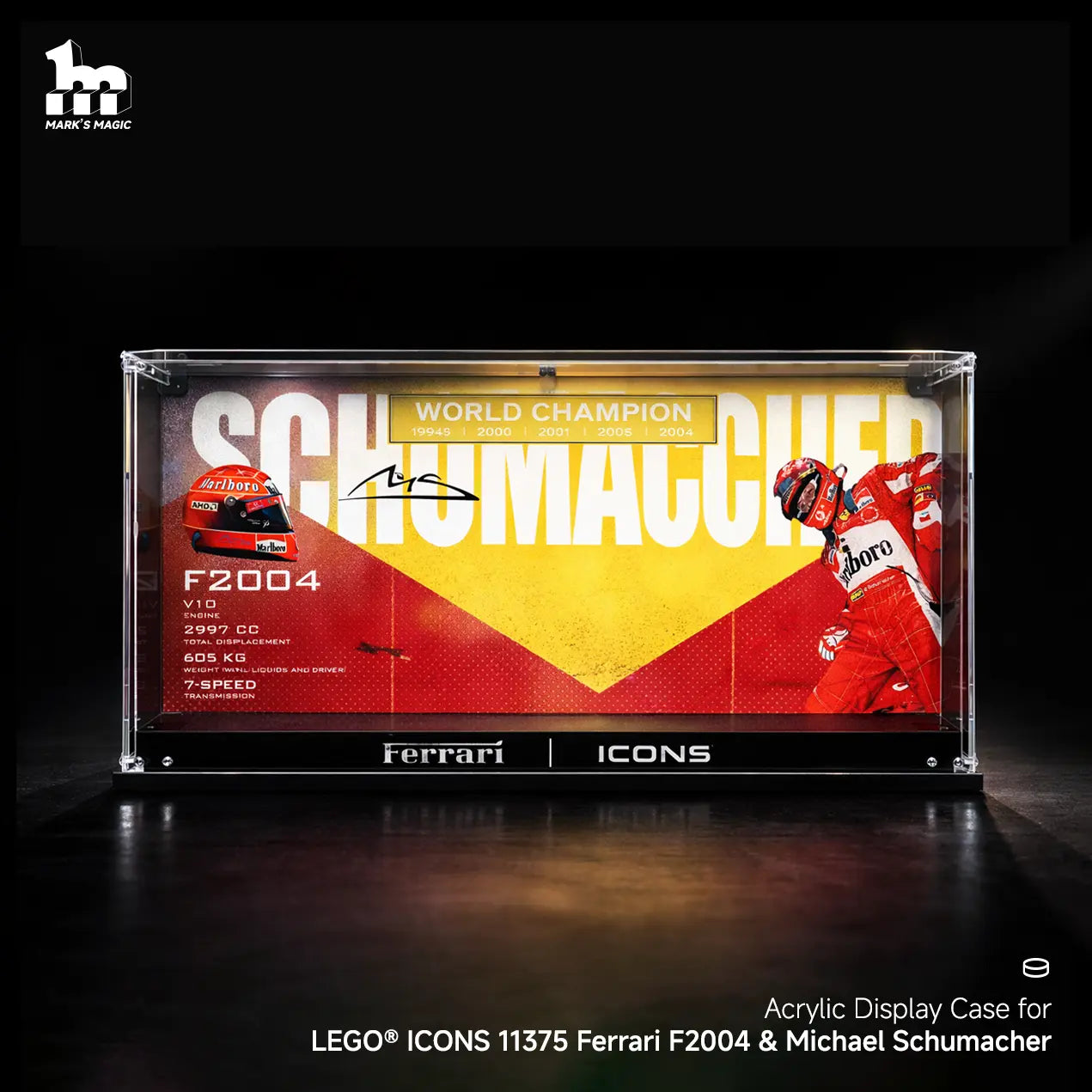 【PREMIUM】LEGO® ICONS 11375 Ferrari F2004 & Michael Schumacher Ultra Acrylic Display Case