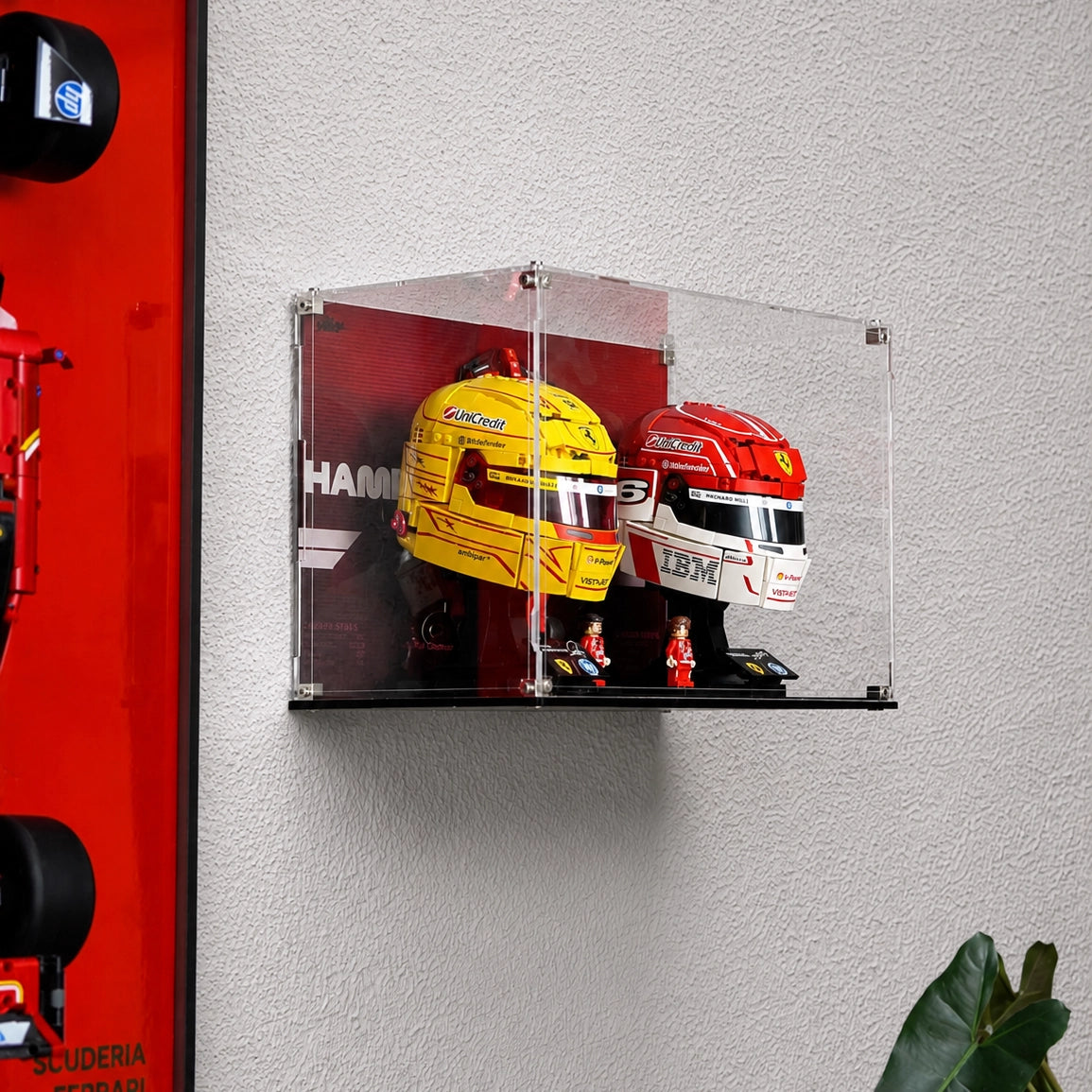 Wall mounted Display Case For LEGO® Editions F1 helmets