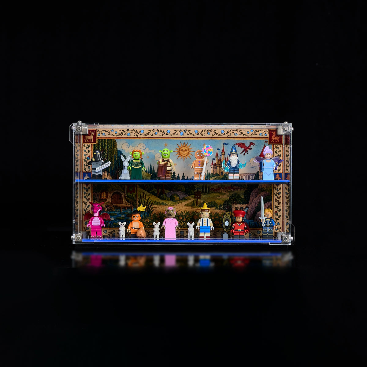 Vitrine d’exposition murale en acrylique pour figurines LEGO® de la série Shrek 71053
