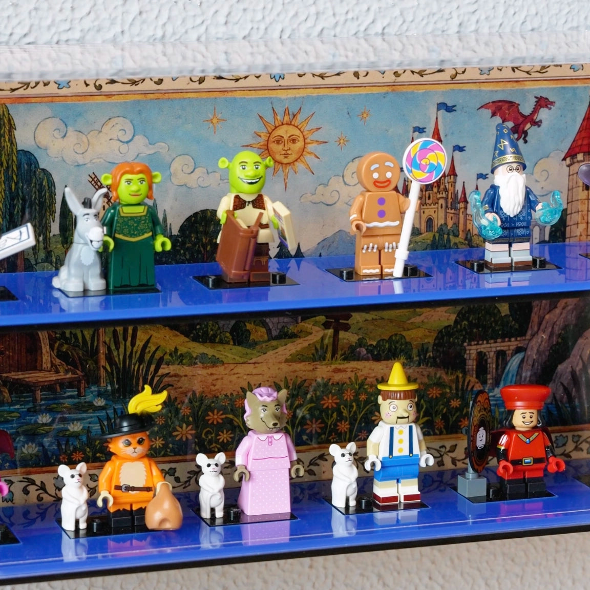 Vitrine d’exposition murale en acrylique pour figurines LEGO® de la série Shrek 71053