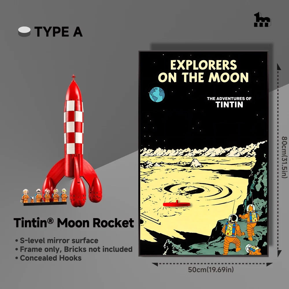 Wall Display Frames For LEGO® Ideas 21367 Tintin® Moon Rocket