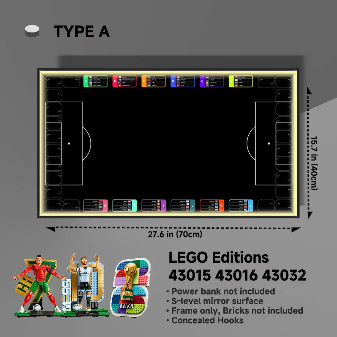Wall Display Frames For LEGO® Editions Lionel Messi &Cristiano Ronaldo & FIFA World Cup 2026™ Official Emblem 43015 43016 43032