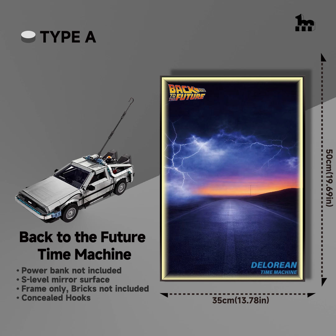 Wall Display frame for LEGO® ICONS™ 10300 Back to the Future Time Machine