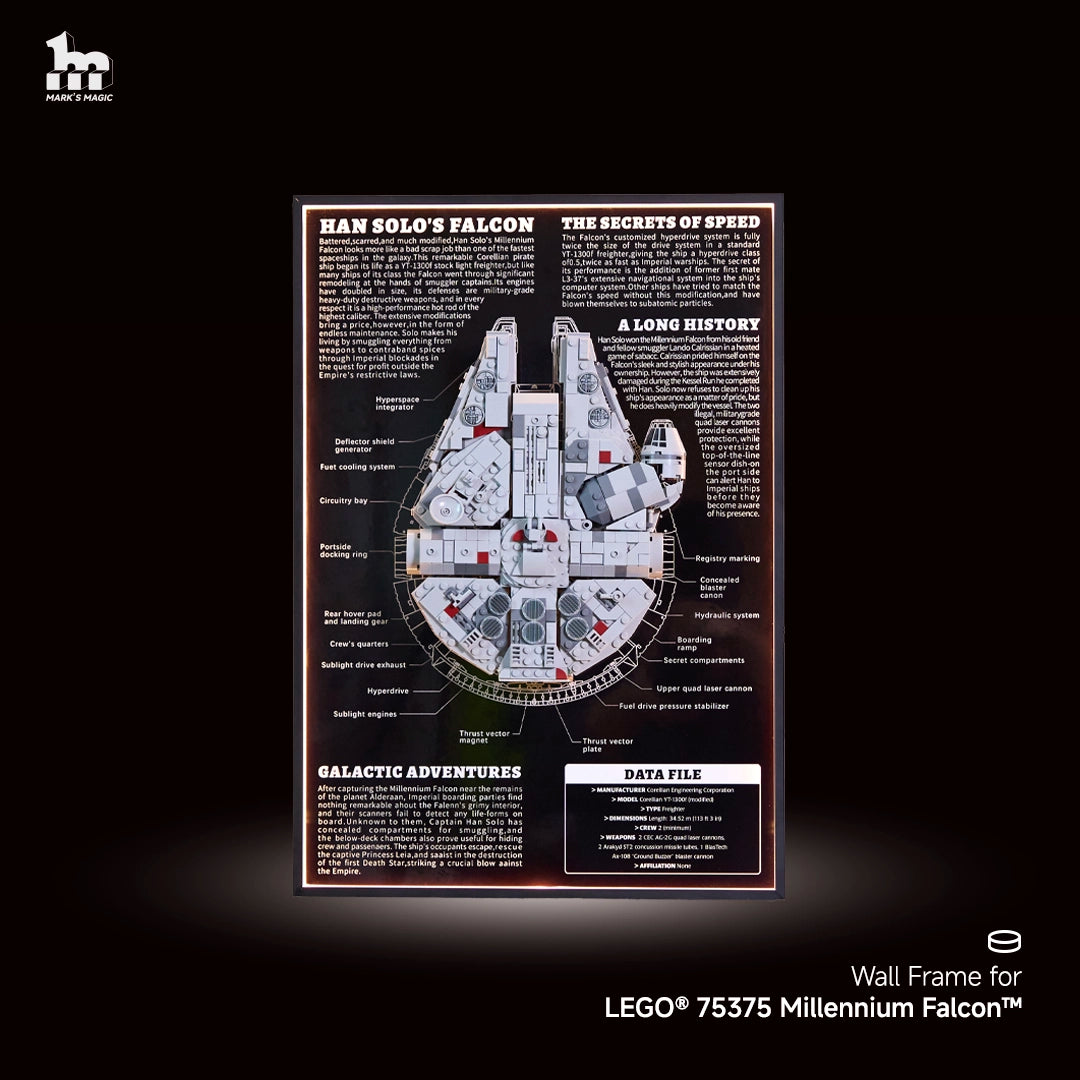 Wall Display frame for LEGO® Star Wars™ 75375 Millennium Falcon™ Wall Display frame for LEGO® Star Wars™ 75375 Millennium Falcon™