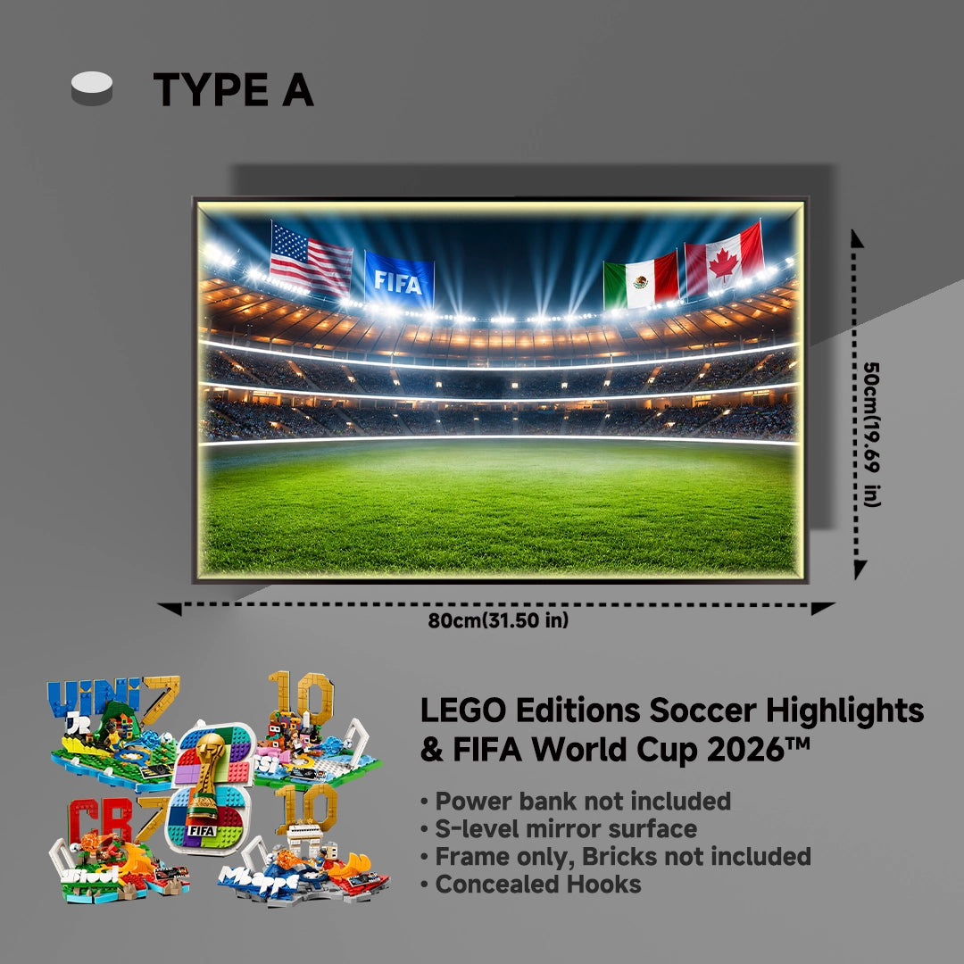 Wall Display Frame For Lego Editions FIFA World Cup 2026™ Official Emblem & Soccer Highlights 4 sets 43011 & 43027 & 43012 & 43013 & 43032