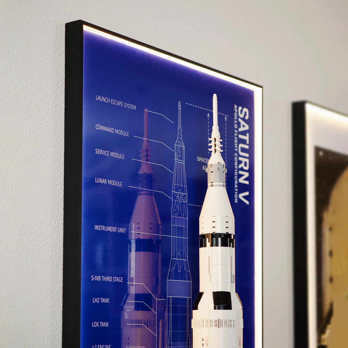 [Custom Acrylic Bracket Included] Wall Display Frame for LEGO® Ideas 92176 NASA Apollo Saturn V