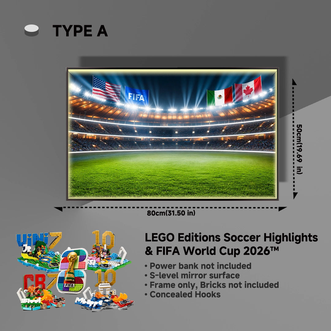 Wall Display Frame For Lego Editions FIFA World Cup 2026™ Official Emblem & Soccer Highlights 4 sets 43011 & 43027 & 43012 & 43013 & 43032