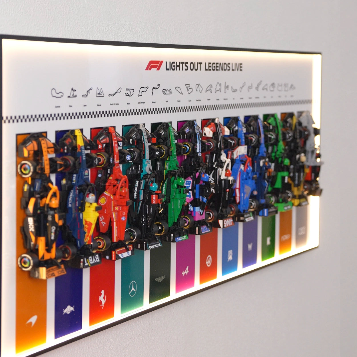 Wall Display Frame for LEGO® 12x F1® Speed Champions F1 Cars