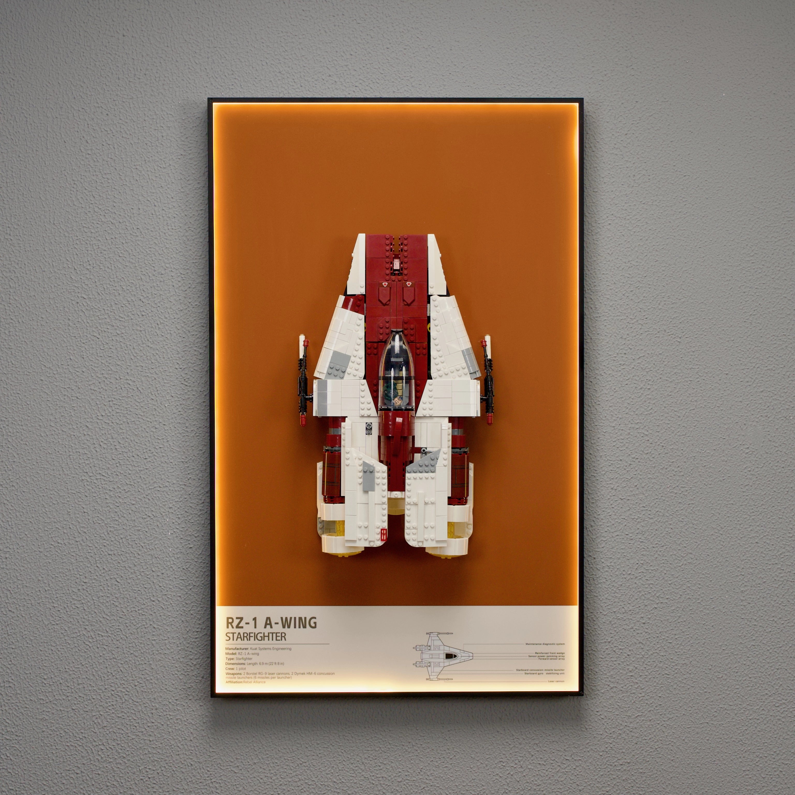 Wall Display frame for LEGO® STAR WARS™ 75275 A-wing Starfighter™