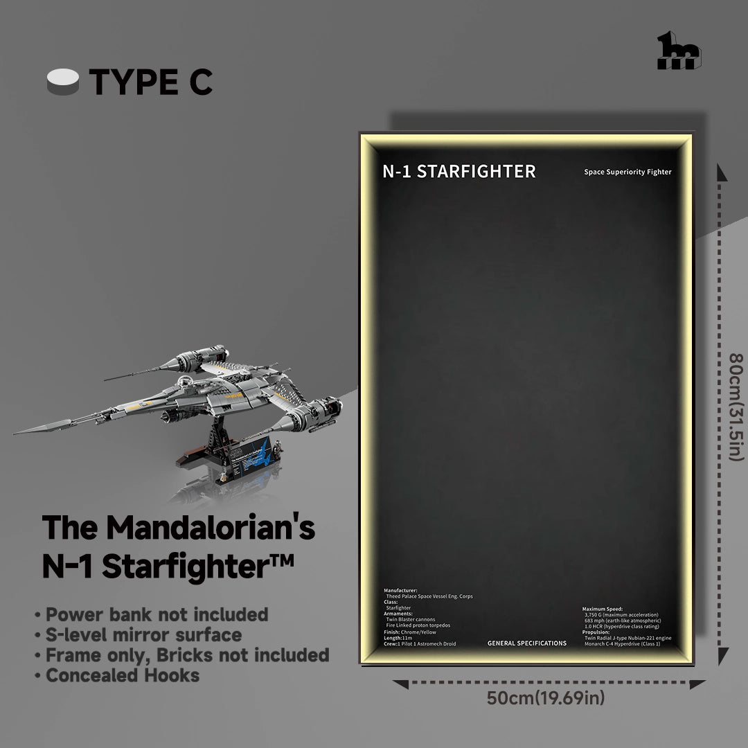Wall Display frame for LEGO® STAR WARS™ 75442 The Mandalorian's N1 Starfighter™