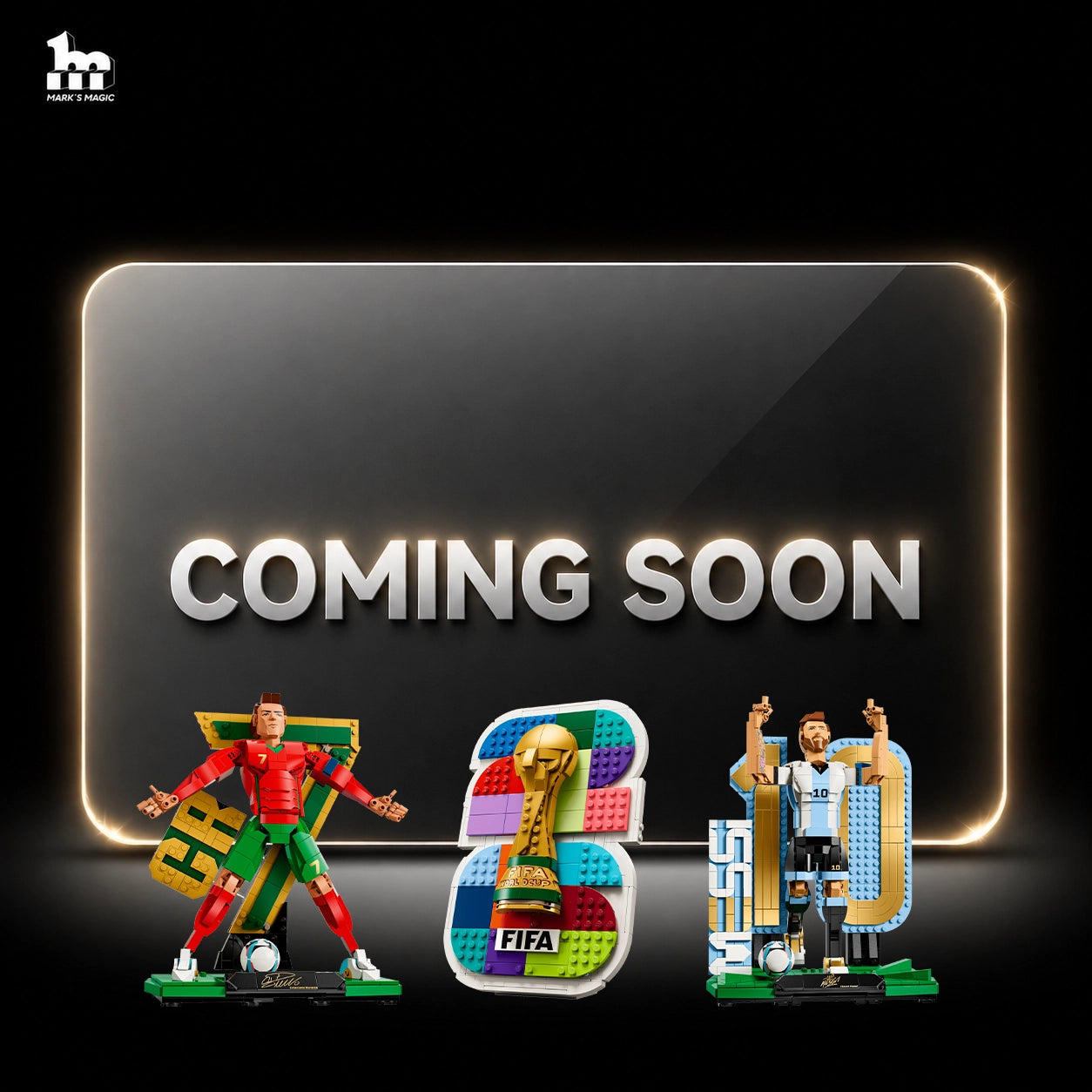 Wall Display Frame For Lego Editions Soccer Legend Lionel Messi & Cristiano Ronaldo & FIFA World Cup 2026™ Official Emblem