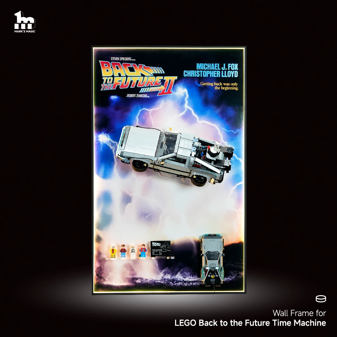 Cadre d'exposition mural pour LEGO® ICONS™ 10300 Retour vers le futur Time Machine