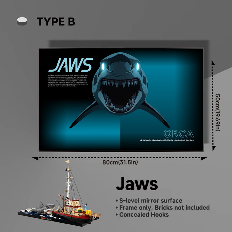 Acrylic Wall Mount Display frame for LEGO® IDEAS 21350 Jaws