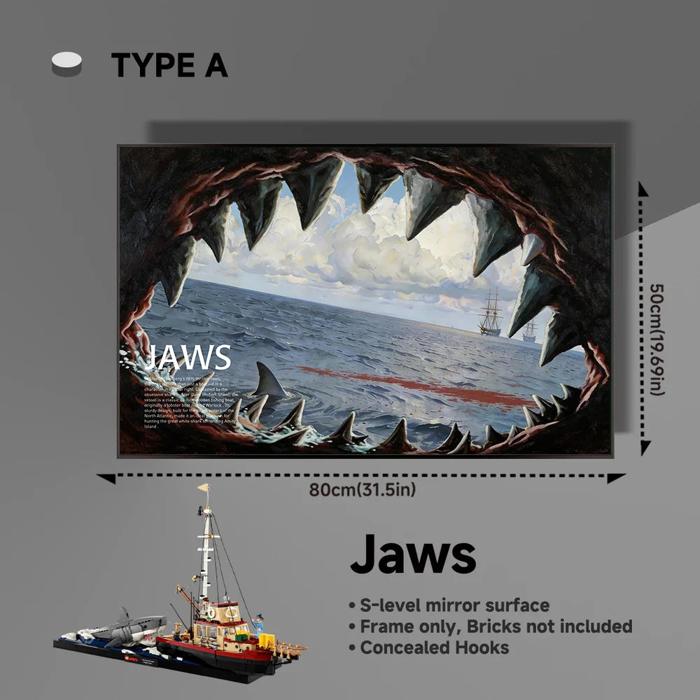 Wall Display Frames For LEGO® Ideas 21350 Jaws
