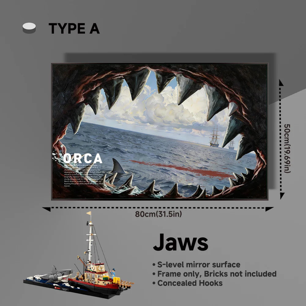 Acrylic Wall Mount Display frame for LEGO® IDEAS 21350 Jaws