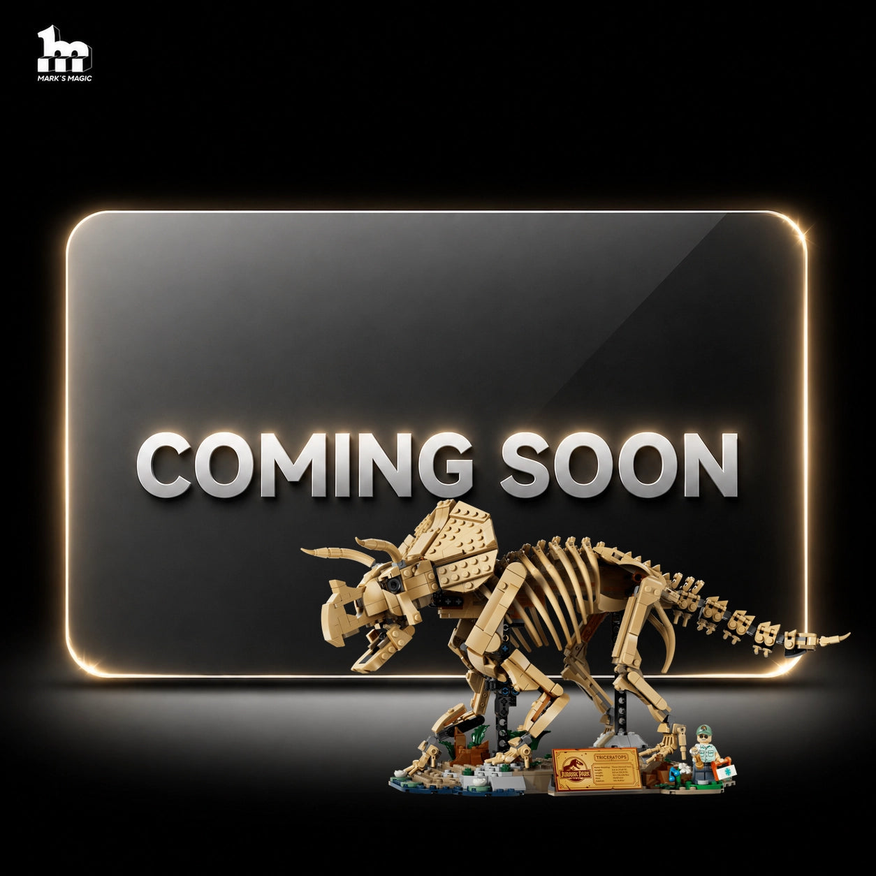 Display Case For LEGO® Jurassic World™ 77985 Dinosaur Fossils: Triceratops