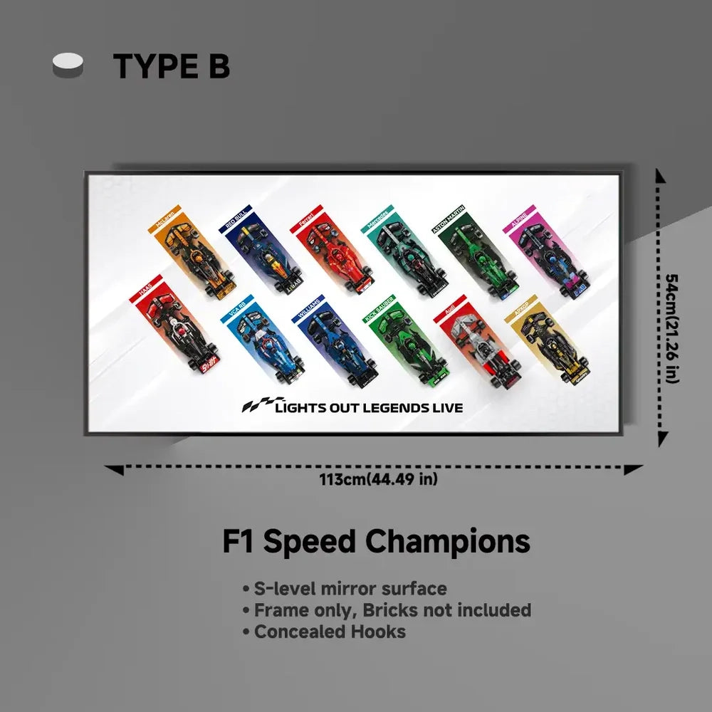 Cadre mural d'exposition pour LEGO® 12x voitures F1® Speed Champions F1