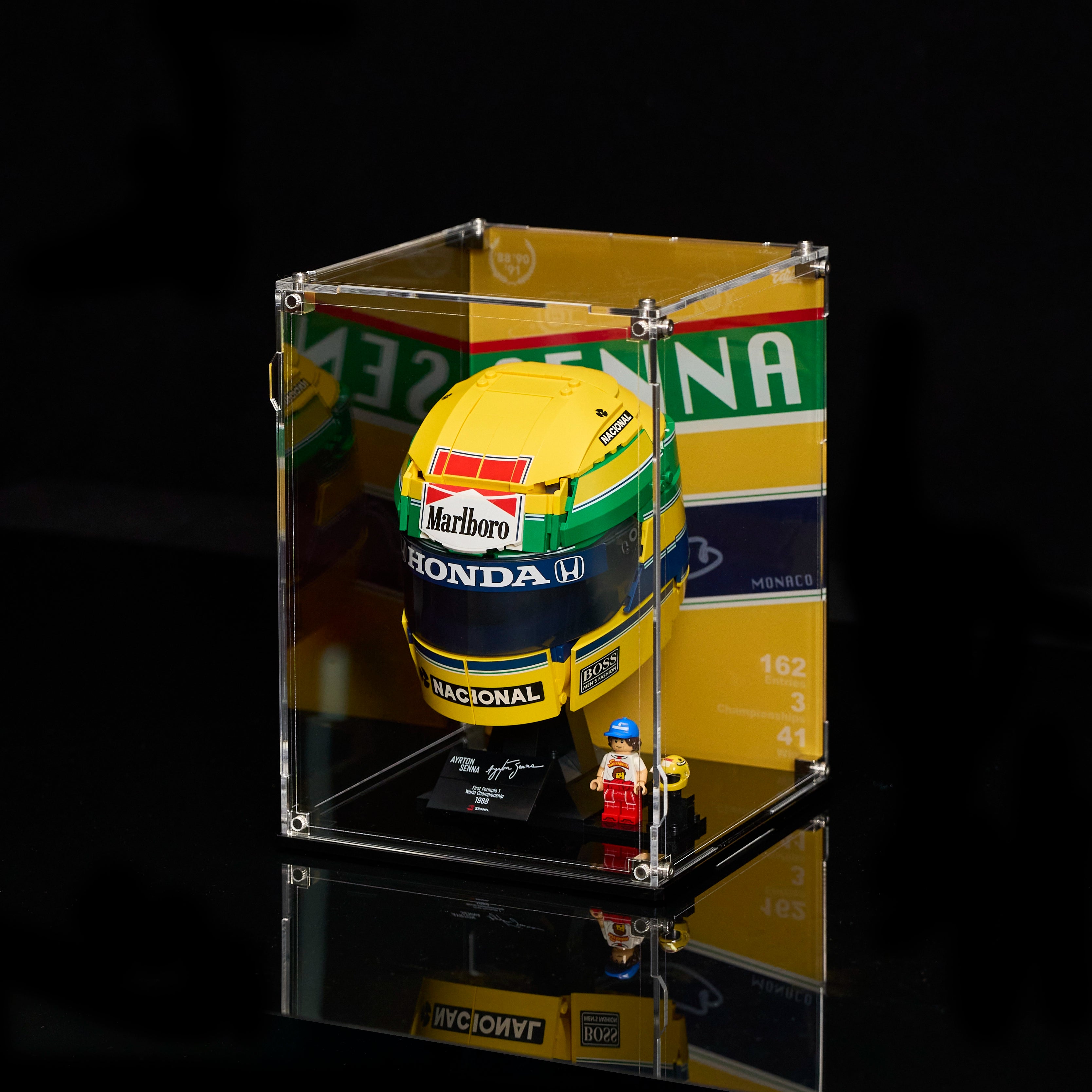 【Free Sticker Included】Wall mounted Display Case For LEGO® Editions F1 43024 Ayrton Senna’s Helmet