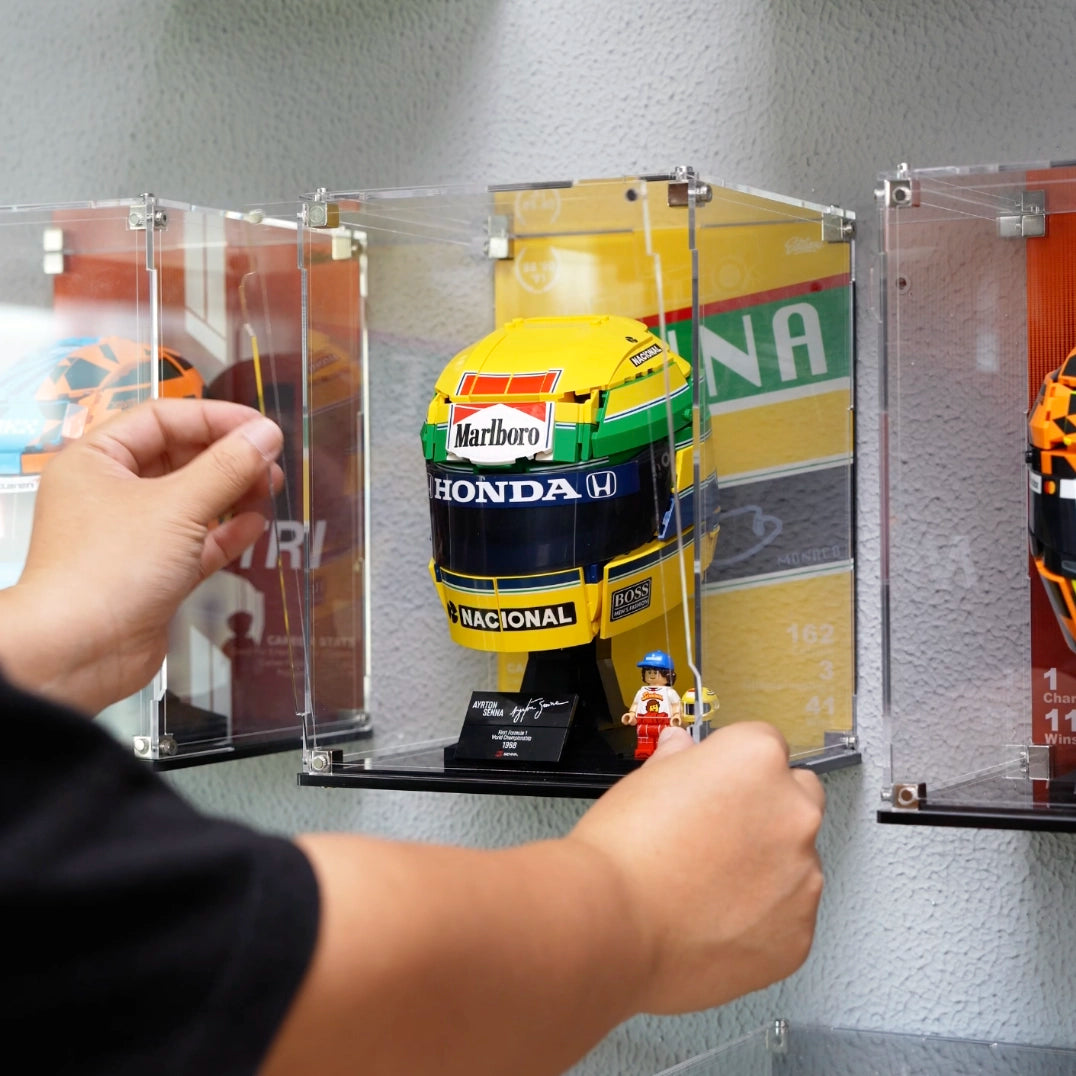 【Limited Free Sticker Included】Wall mounted Display Case For LEGO® Editions F1 43024 Ayrton Senna’s Helmet