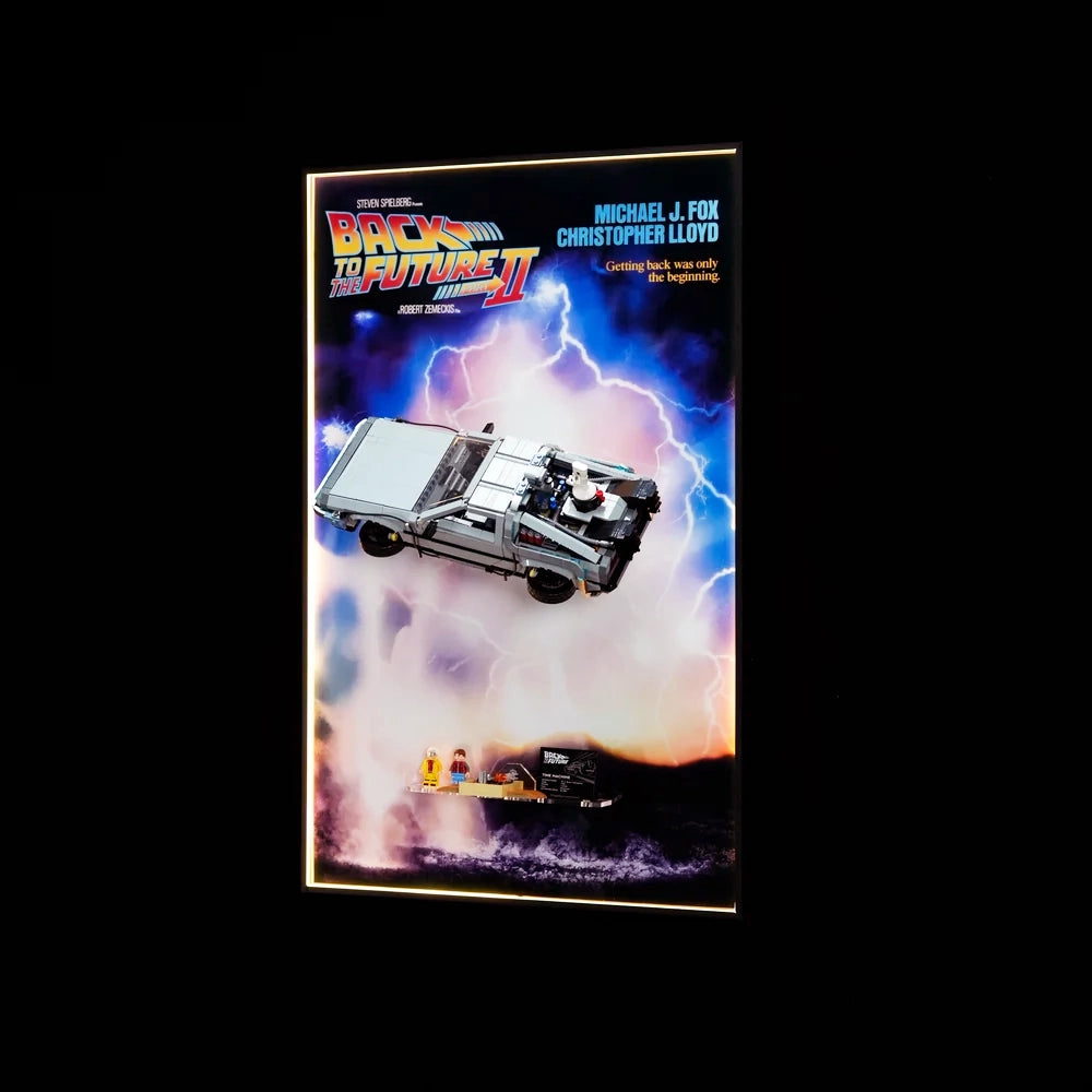 [Custom Acrylic Bracket Included] Wall Display frame for LEGO® ICONS™ Back to the Future Time Machine 77256&10300