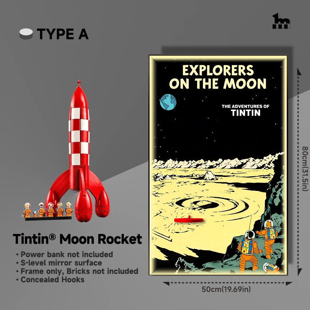 Wall Display Frames For LEGO® Ideas 21367 Tintin® Moon Rocket