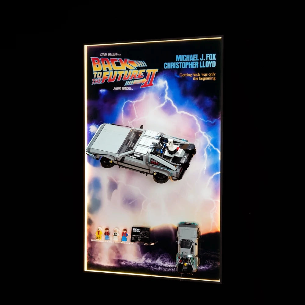 [Custom Acrylic Bracket Included] Wall Display frame for LEGO® ICONS™ Back to the Future Time Machine 77256&10300