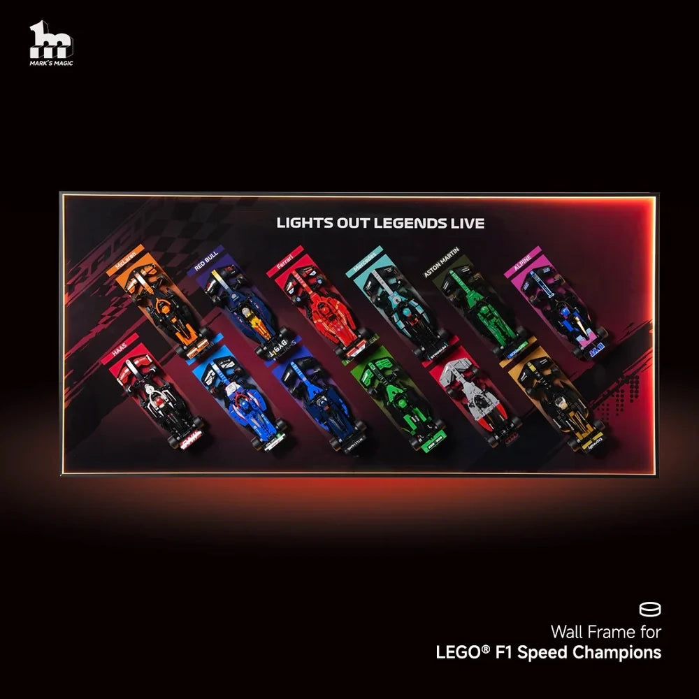 Wall Display Frame for LEGO® 12x F1® Speed Champions F1 Cars