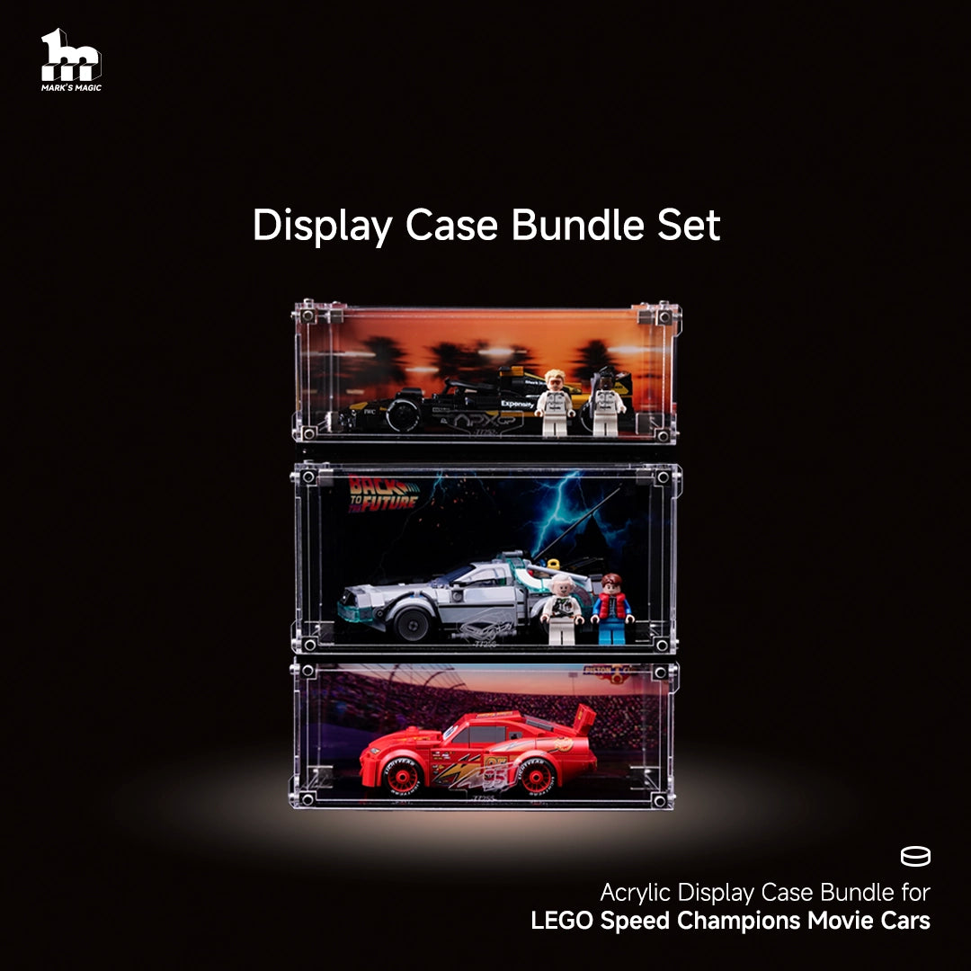 Display Acrylic Case Bundle for LEGO® Speed Champions Movie Cars- 3 Pack