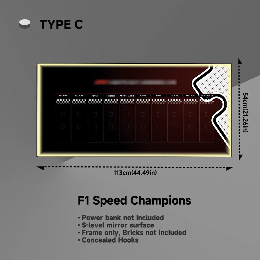 Wall Display Frame for LEGO® F1® Speed Champions F1 Cars Plus