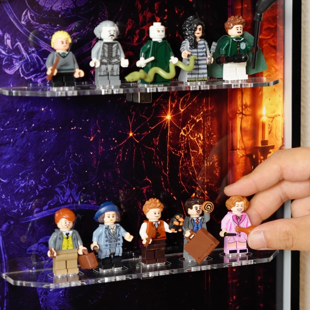 【PREMIUM LIGHT-UP】 Dust Proof Wall mounted Display Case for lego 76462 Harry Potter Hogwarts™ House Crest & 112 Minifigures
